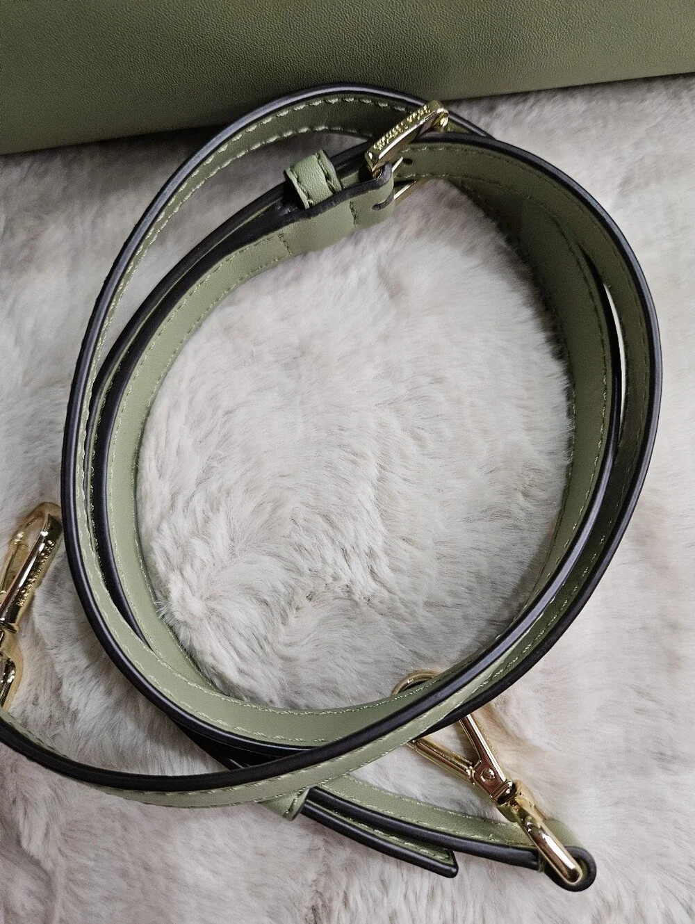 2023 Michael Kors Olive/Sage Reed Large Pebble Leather Belted Satchel